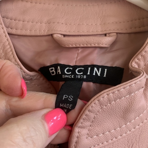 Bacicini Vegan Leather Mauve Blush Pink Jacket Zip Pockets Petite Small EUC - Picture 4 of 8